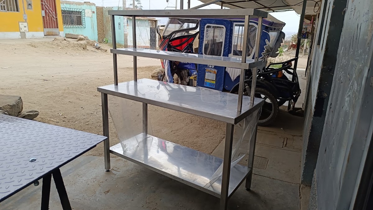 Mesa de trabajo de acero inoxidable con repisa, fabricación ACERCON